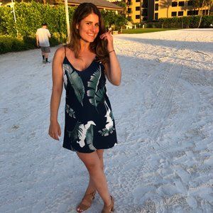 V Neck Summer Floral Print Mini Dress